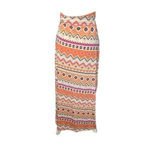 Ishas Women’s Maxi Skirt Orange Multi Colored Southwestern Beach Summer Sz Xxl